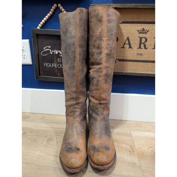 Bed Stu Manchester Tall Riding Boots Women's 9 Black Hand Washed Knee High - Picture 3 of 16